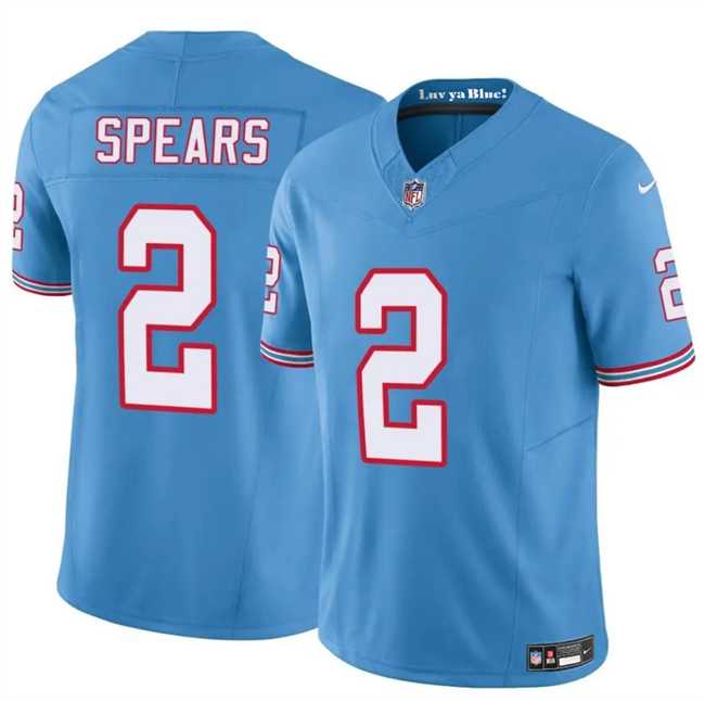 Mens Tennessee Titans #2 Tyjae Spears Blue 2024 F.U.S.E. Throwback Vapor Limited Stitched Jersey